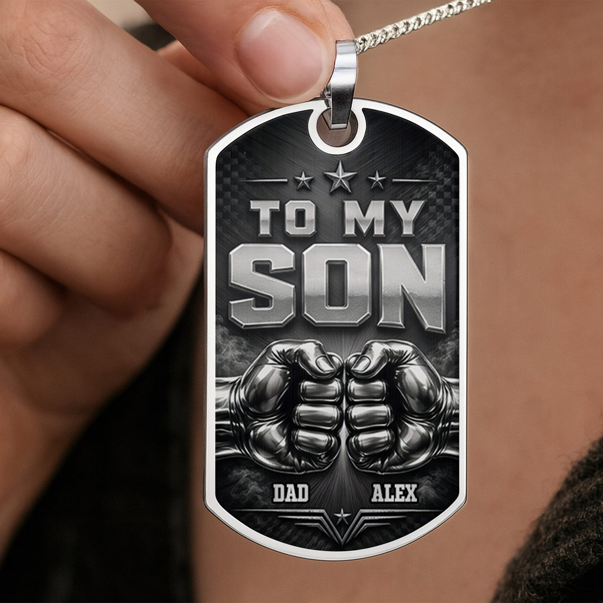 To My Son, Personalized Dog Tag Necklace, Gift For Son and Dad lovers - 2