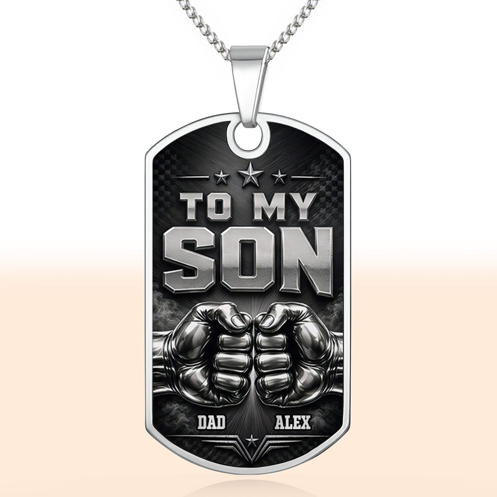 To My Son, Personalized Dog Tag Necklace, Gift For Son and Dad lovers - 9
