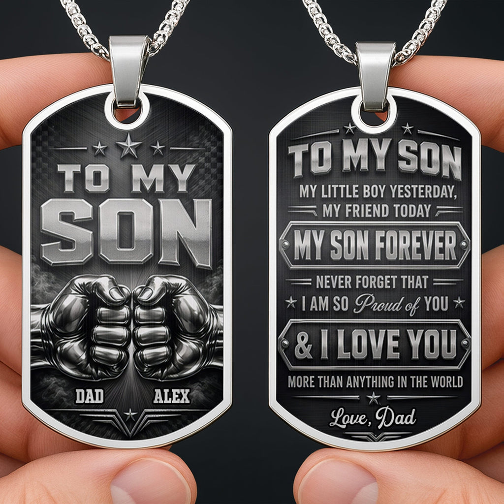 To My Son, Personalized Dog Tag Necklace, Gift For Son and Dad lovers - 1