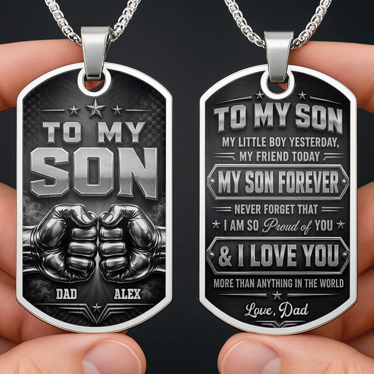 To My Son, Personalized Dog Tag Necklace, Gift For Son and Dad lovers - 1
