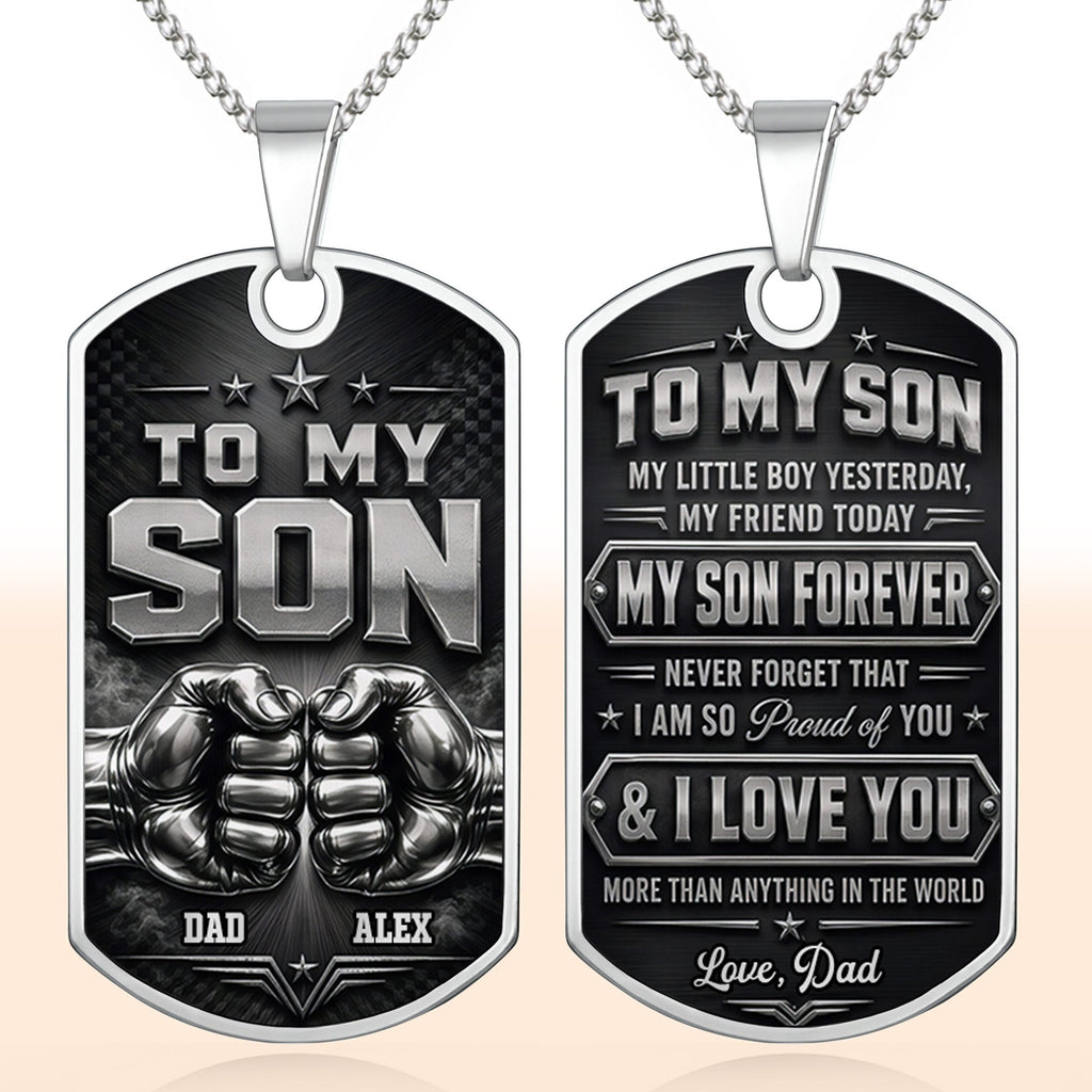 To My Son, Personalized Dog Tag Necklace, Gift For Son and Dad lovers - 10