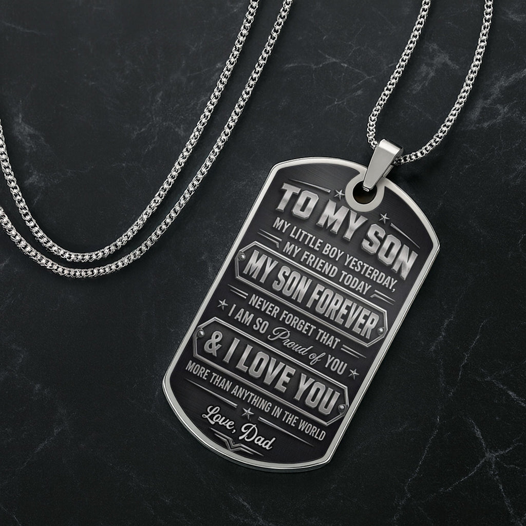 To My Son, Personalized Dog Tag Necklace, Gift For Son and Dad lovers - 3