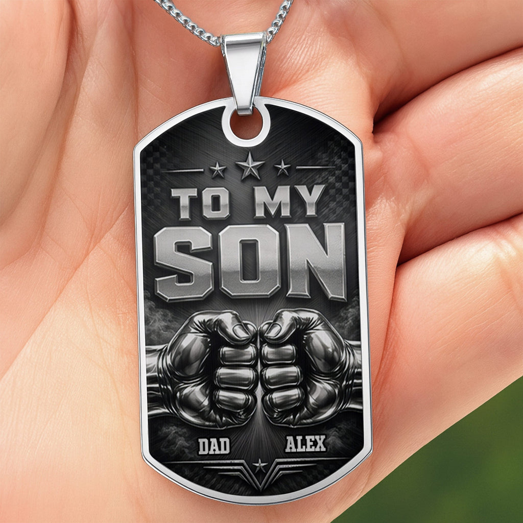 To My Son, Personalized Dog Tag Necklace, Gift For Son and Dad lovers - 4