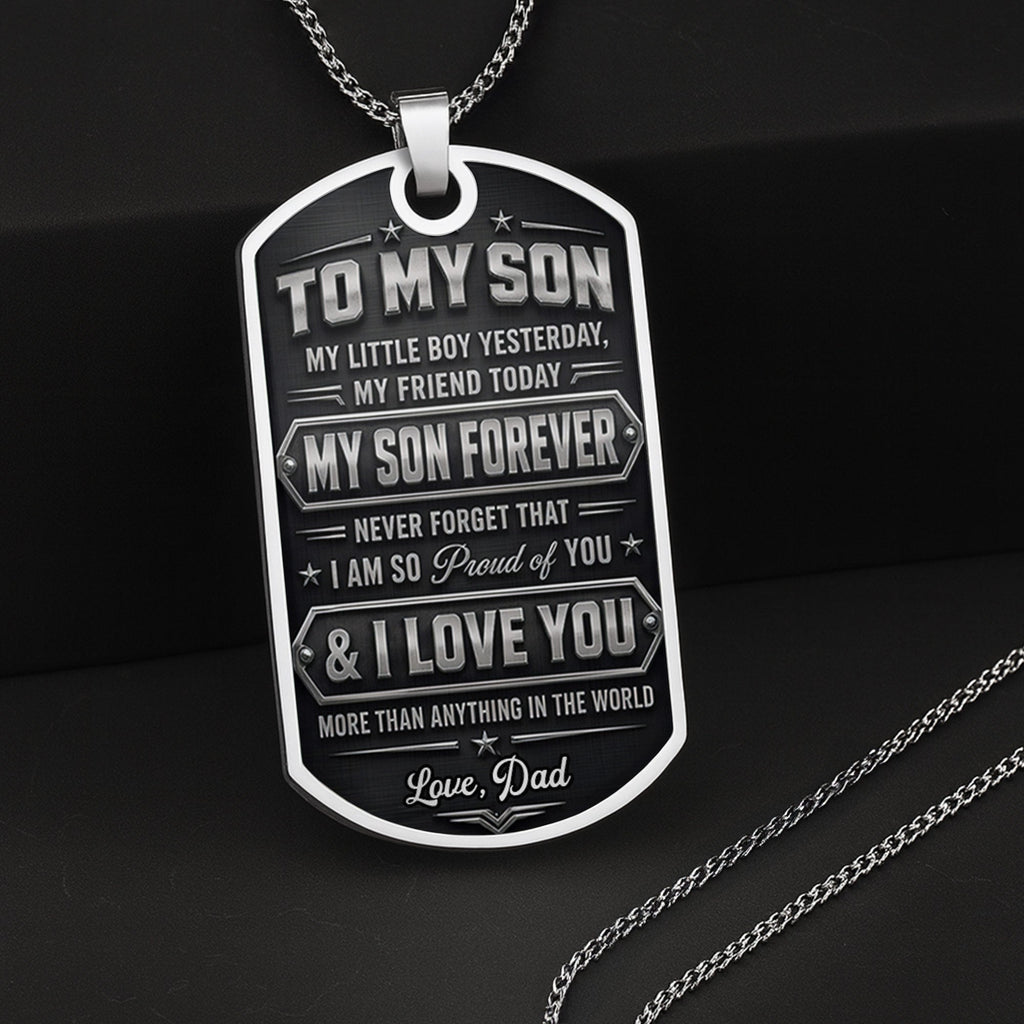 To My Son, Personalized Dog Tag Necklace, Gift For Son and Dad lovers - 5