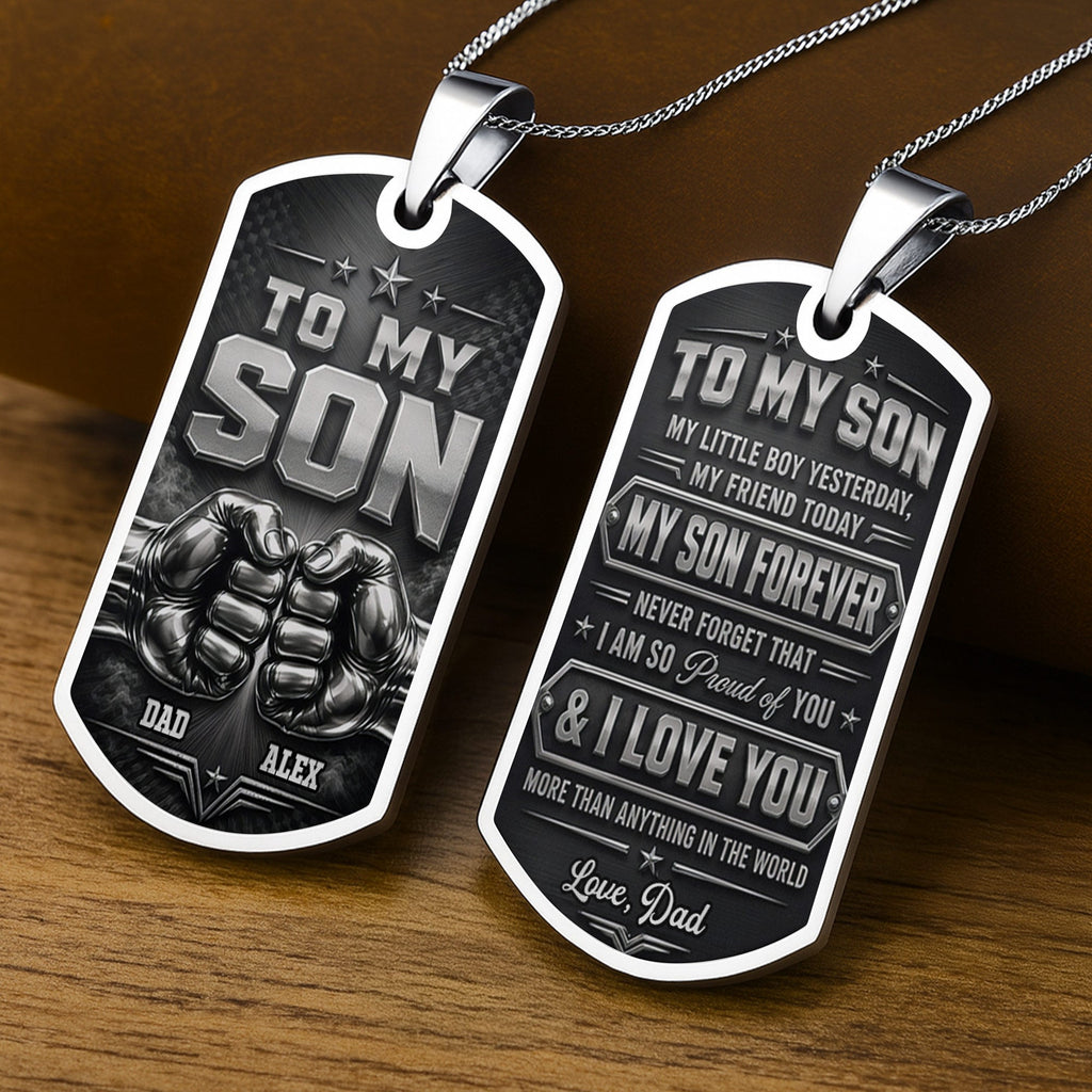 To My Son, Personalized Dog Tag Necklace, Gift For Son and Dad lovers - 6