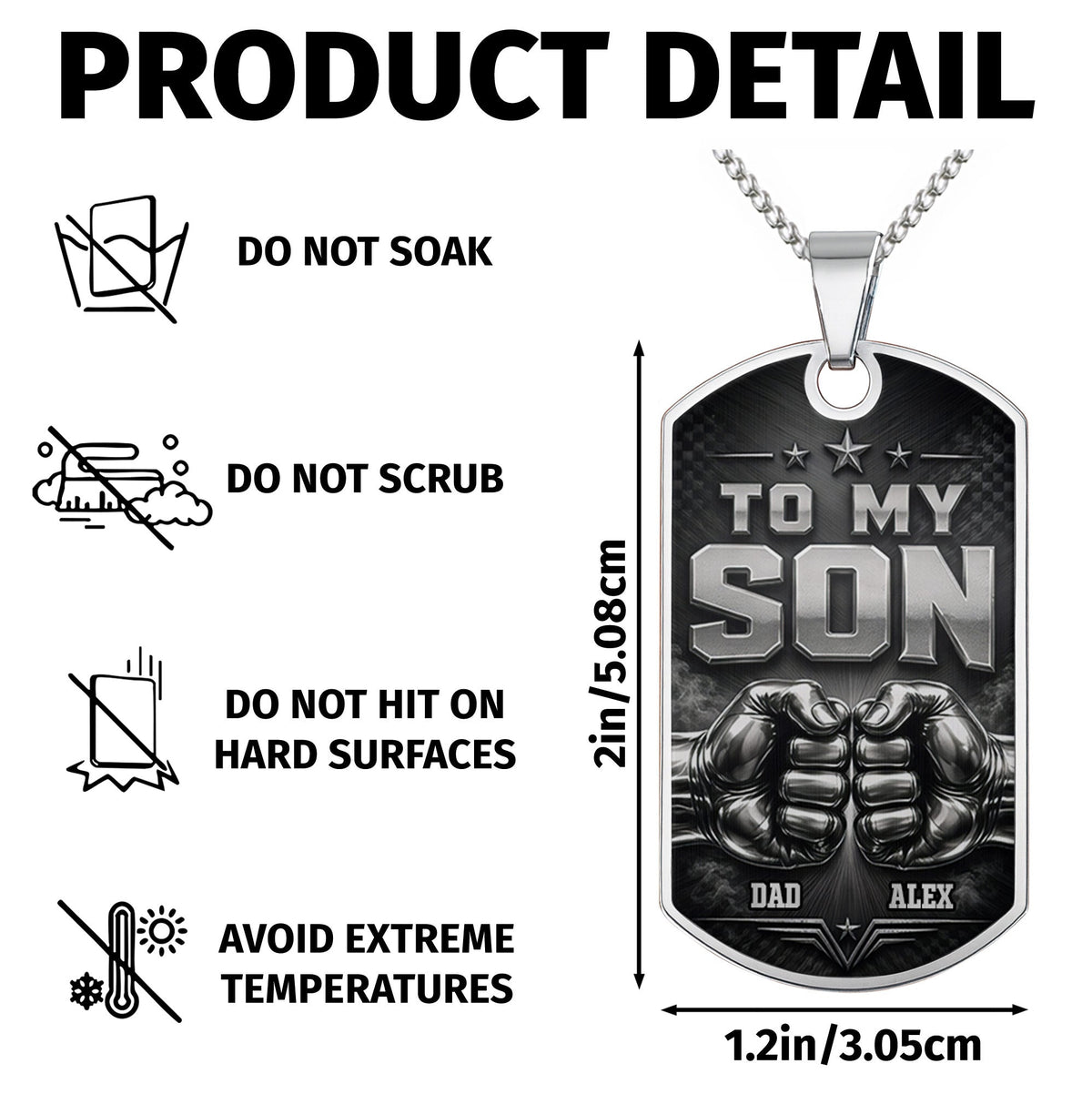 To My Son, Personalized Dog Tag Necklace, Gift For Son and Dad lovers - 8