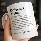Personalized "Difference Maker" Coffee Mug - Custom 11oz Ceramic Tea Cup - Thank You Appreciation Gift for Mentor, Teacher, Boss, Leader - 2