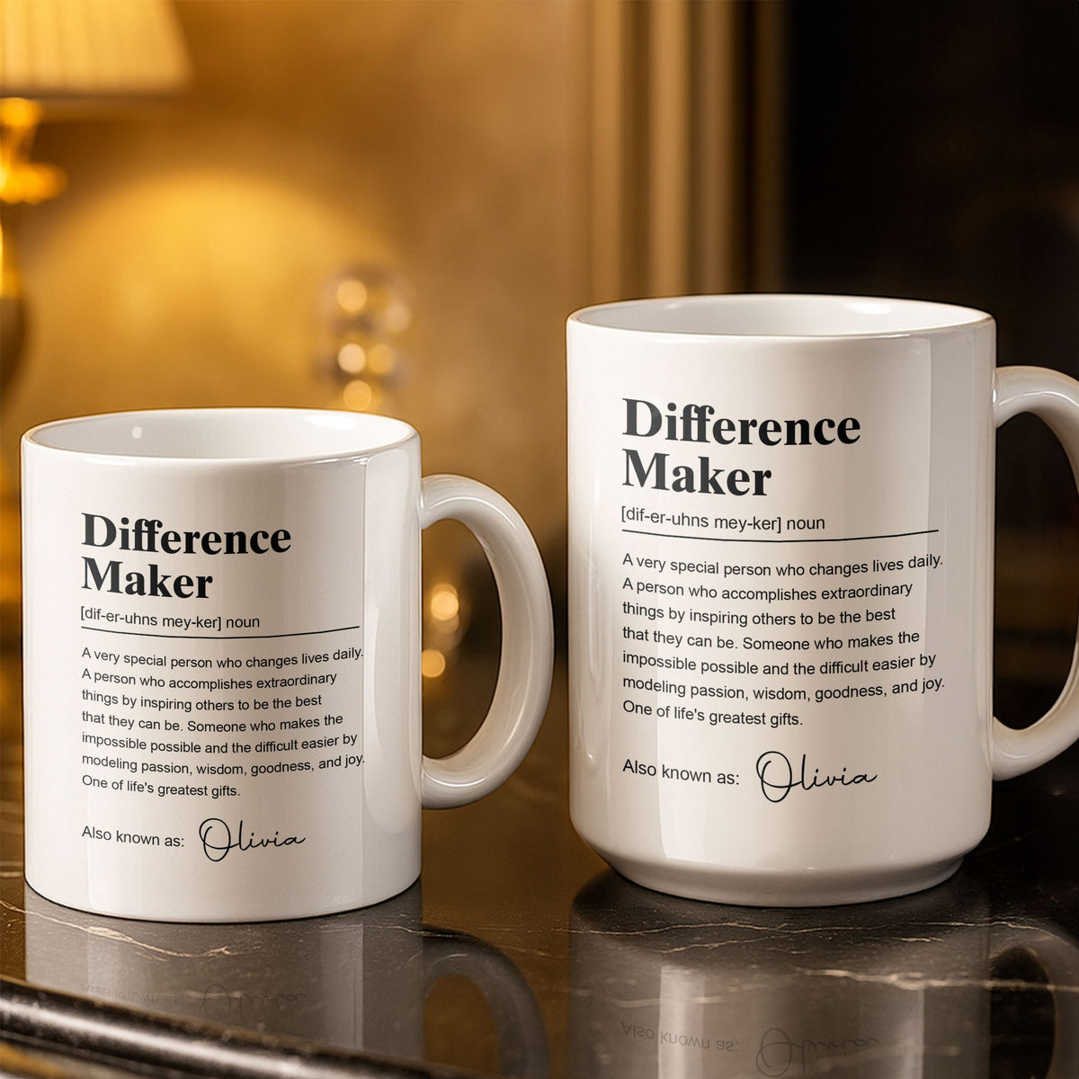 Personalized "Difference Maker" Coffee Mug - Custom 11oz Ceramic Tea Cup - Thank You Appreciation Gift for Mentor, Teacher, Boss, Leader - 4