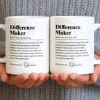 Personalized "Difference Maker" Coffee Mug - Custom 11oz Ceramic Tea Cup - Thank You Appreciation Gift for Mentor, Teacher, Boss, Leader - 6