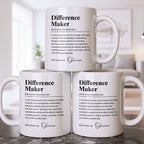 Personalized "Difference Maker" Coffee Mug - Custom 11oz Ceramic Tea Cup - Thank You Appreciation Gift for Mentor, Teacher, Boss, Leader - 8