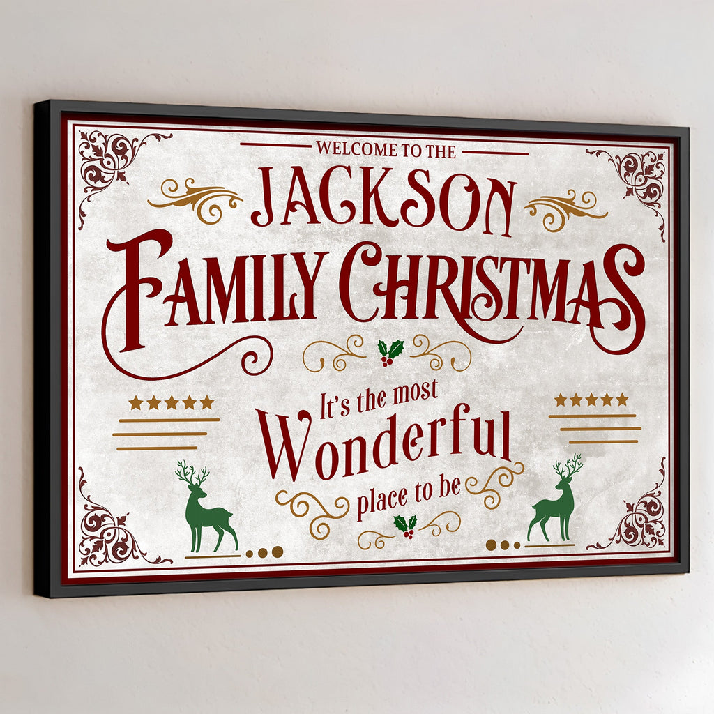 Custom "Welcome To The Family Christmas" Poster - Personalized Horizontal Holiday Wall Art Print - Housewarming Decor for Families - 1