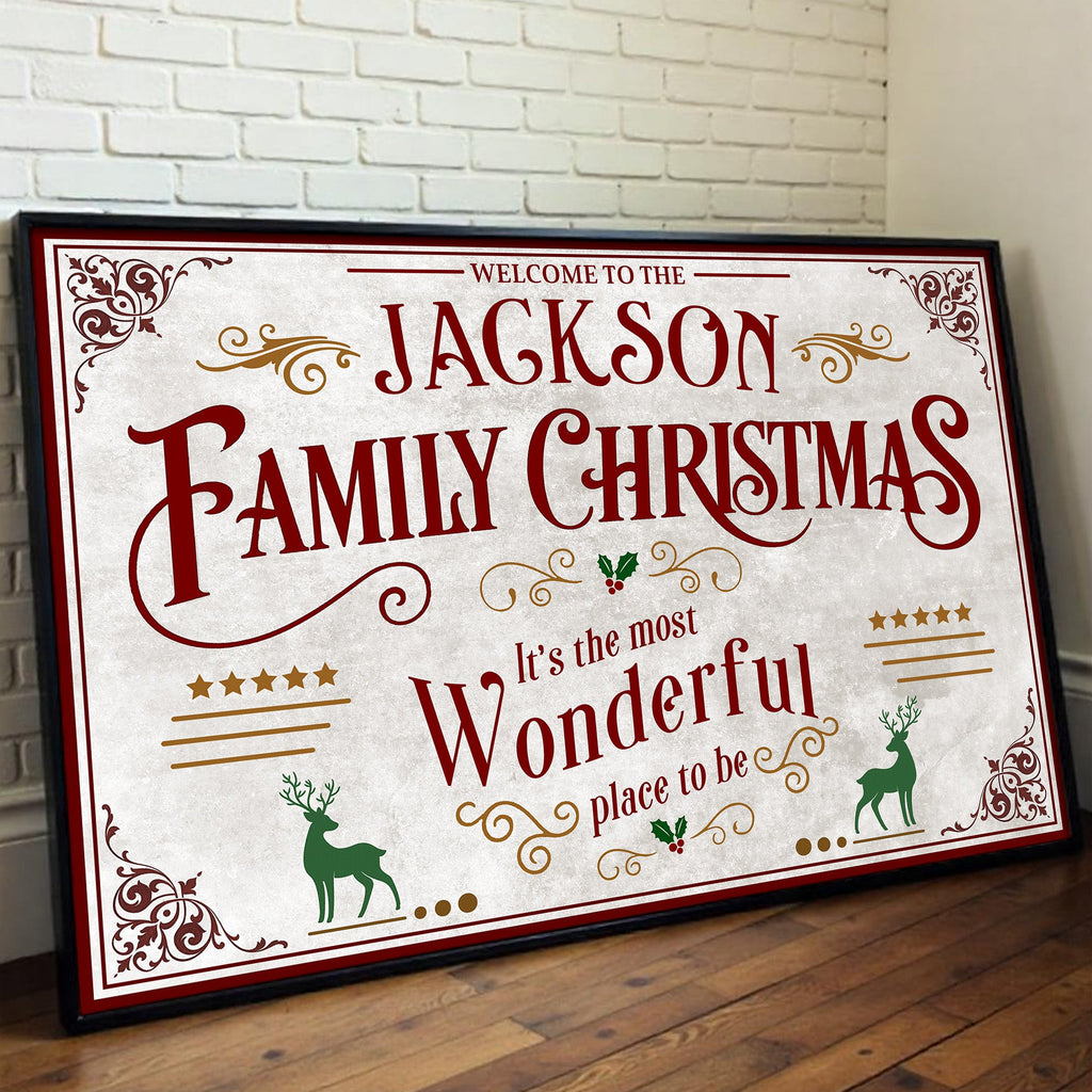 Custom "Welcome To The Family Christmas" Poster - Personalized Horizontal Holiday Wall Art Print - Housewarming Decor for Families - 5
