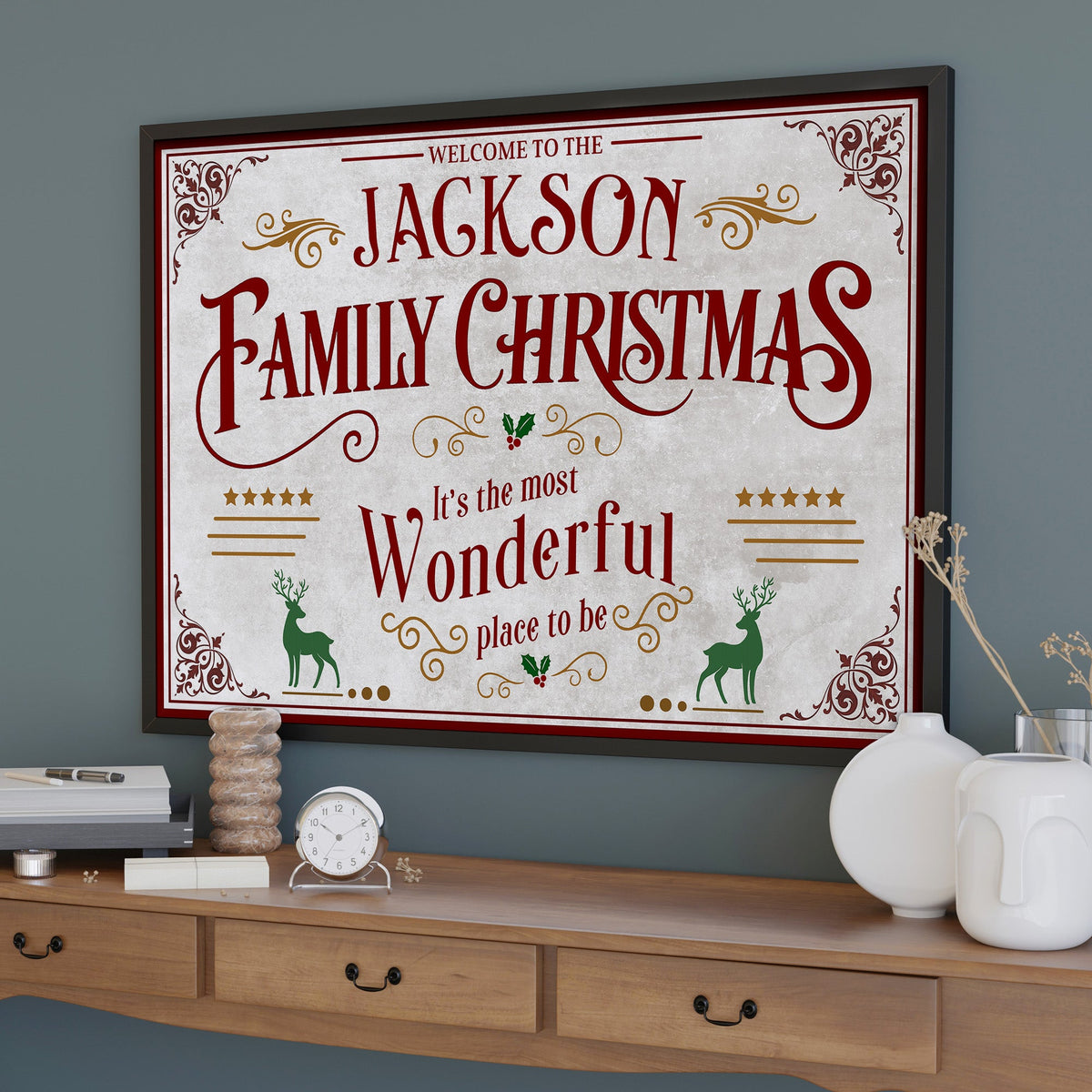 Custom "Welcome To The Family Christmas" Poster - Personalized Horizontal Holiday Wall Art Print - Housewarming Decor for Families - 4
