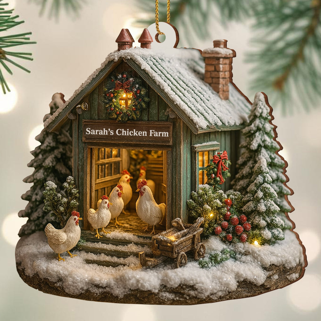 Custom "Welcome to Our Cozy Farm" Wood Ornament - Personalized Family Name Christmas Tree Decoration - Gift for Farm Owners, Country Homes - 6