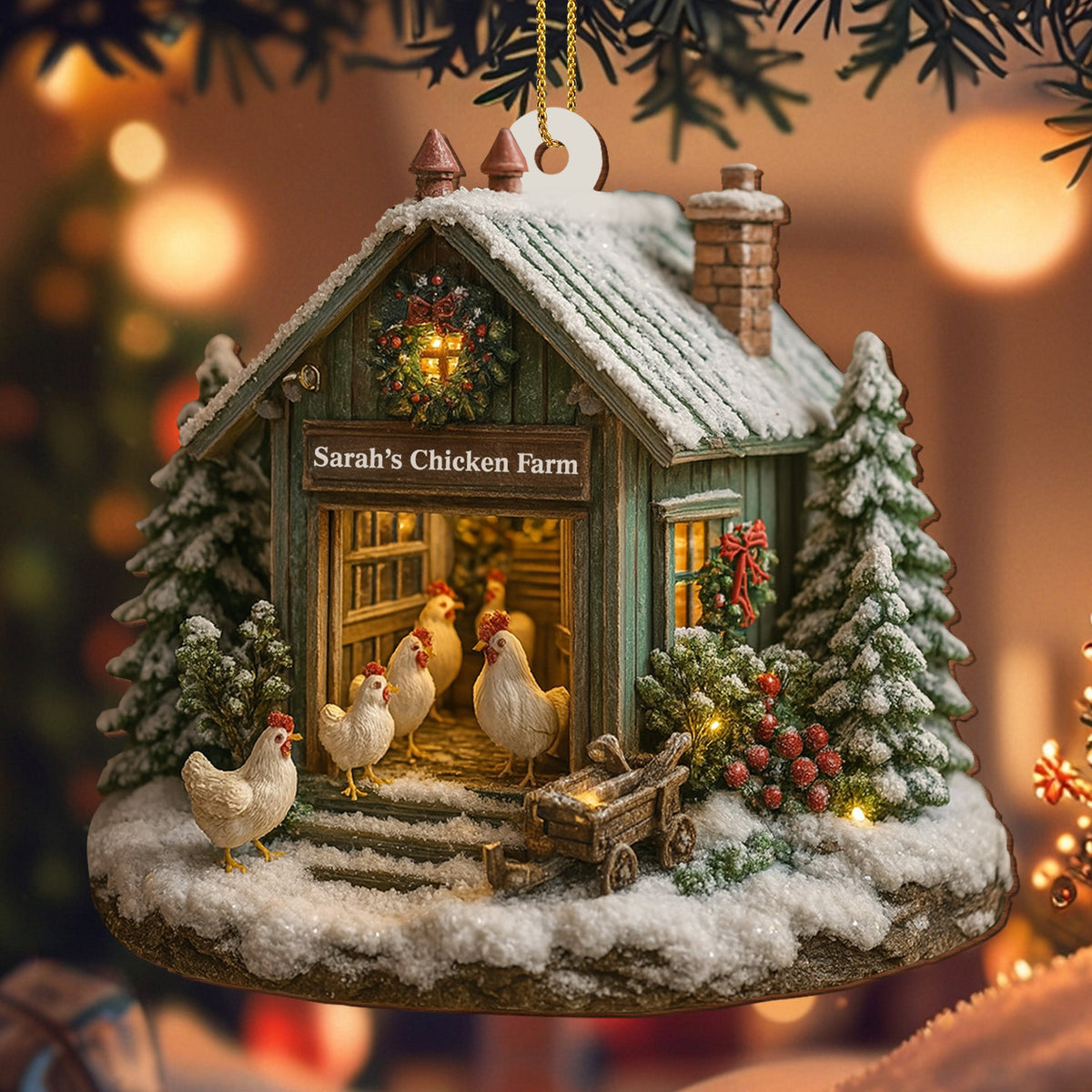 Custom "Welcome to Our Cozy Farm" Wood Ornament - Personalized Family Name Christmas Tree Decoration - Gift for Farm Owners, Country Homes - 1