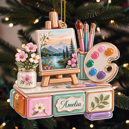 Every Stroke Tells A Story, Personalized Acrylic Ornament, Artist Gift - 1