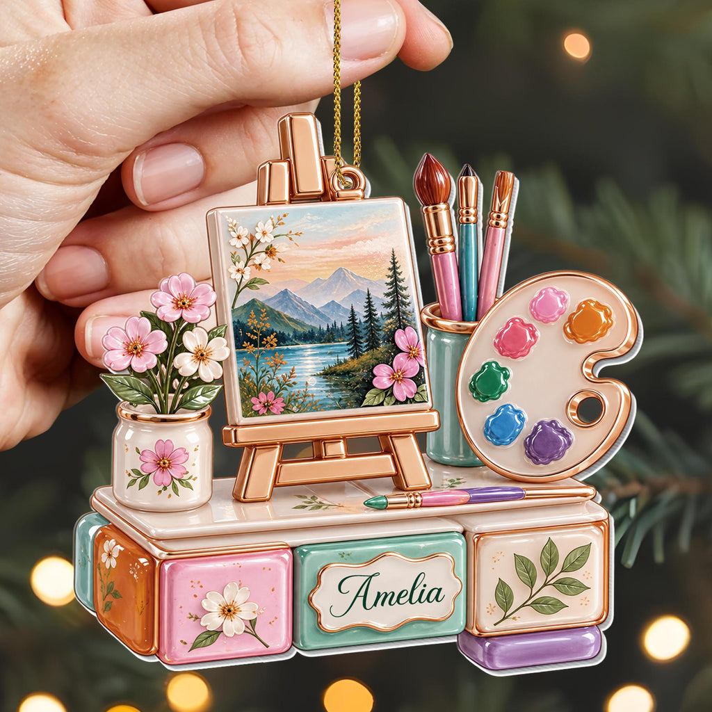Every Stroke Tells A Story, Personalized Acrylic Ornament, Artist Gift - 4