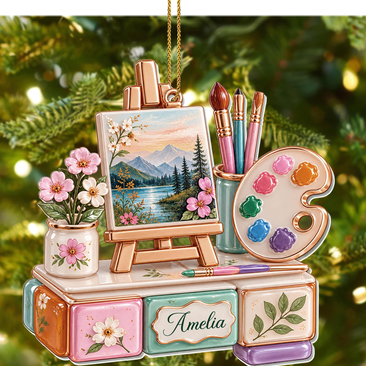 Every Stroke Tells A Story, Personalized Acrylic Ornament, Artist Gift - 8